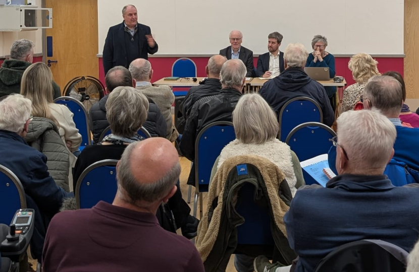 Simon Hoare MP speaking at the Verwood Community Forum